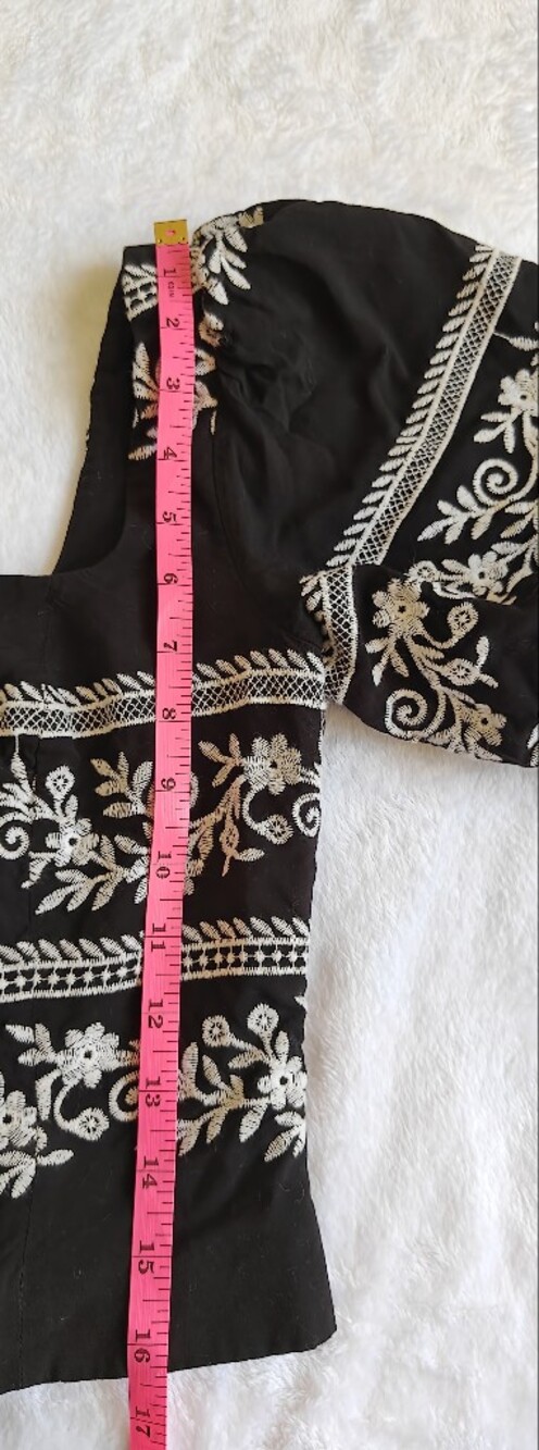 ANTONIO MELANI Women’s Black Embroidered Choli Blouse Crop Top, Size 4 Cotton - Picture 2 of 7